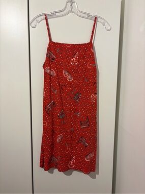 Red Printed Slip Dress
